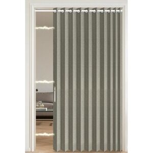 AJAZZ Folding Door Curtain 100 Light Blocking Grey Accordion Style Room Divider